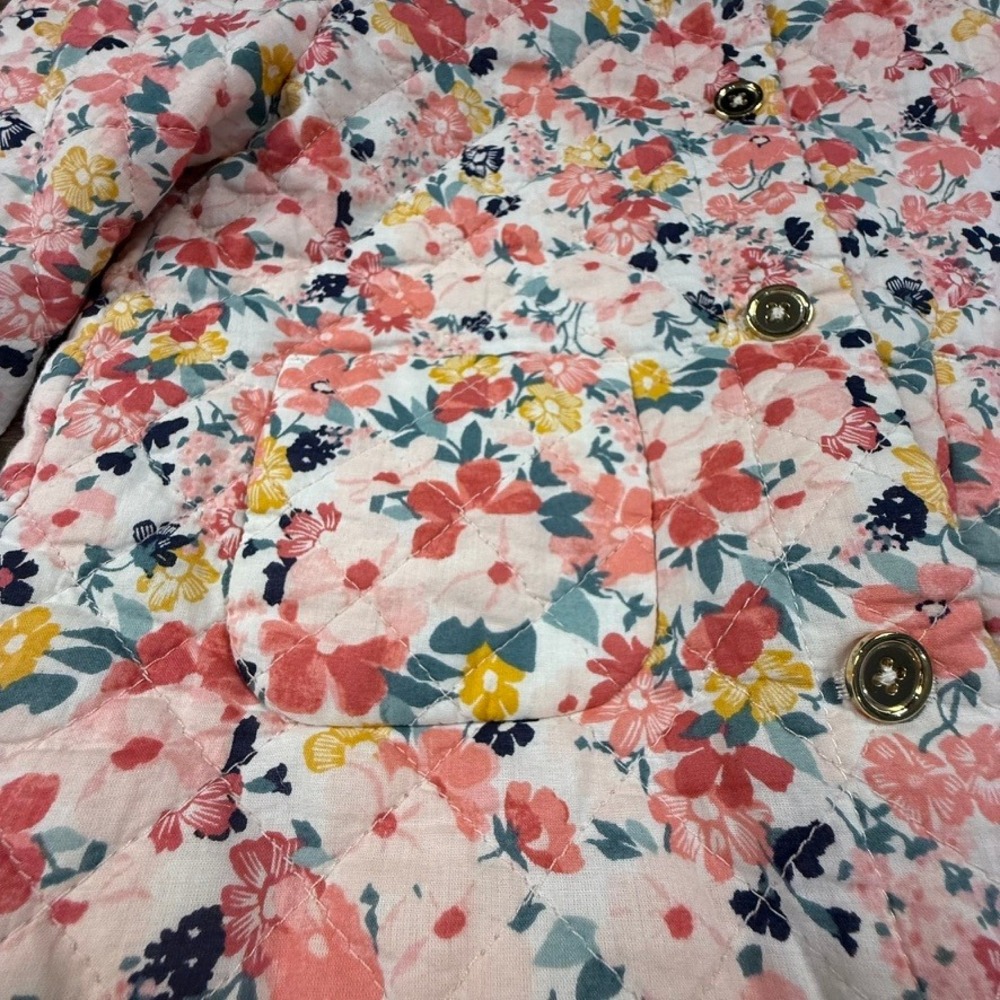 Janie and Jack Girls Quilted Floral Jacket Sz 6 Lightweight, Button Front - Picture 3 of 12